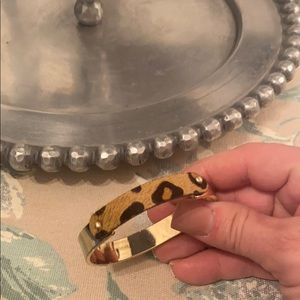 Leopard print fur bracelet/bangle in gold